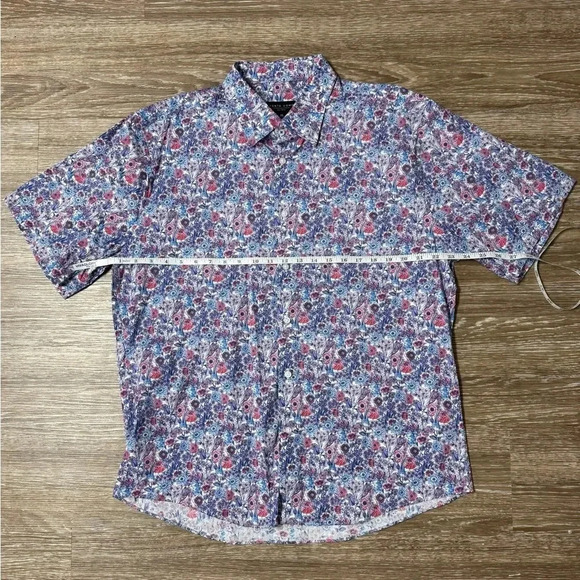 Men’s XL Floral Short Sleeve Button Down Shirt Pronto Uomo Men’s Warehouse EUC - Picture 6 of 7